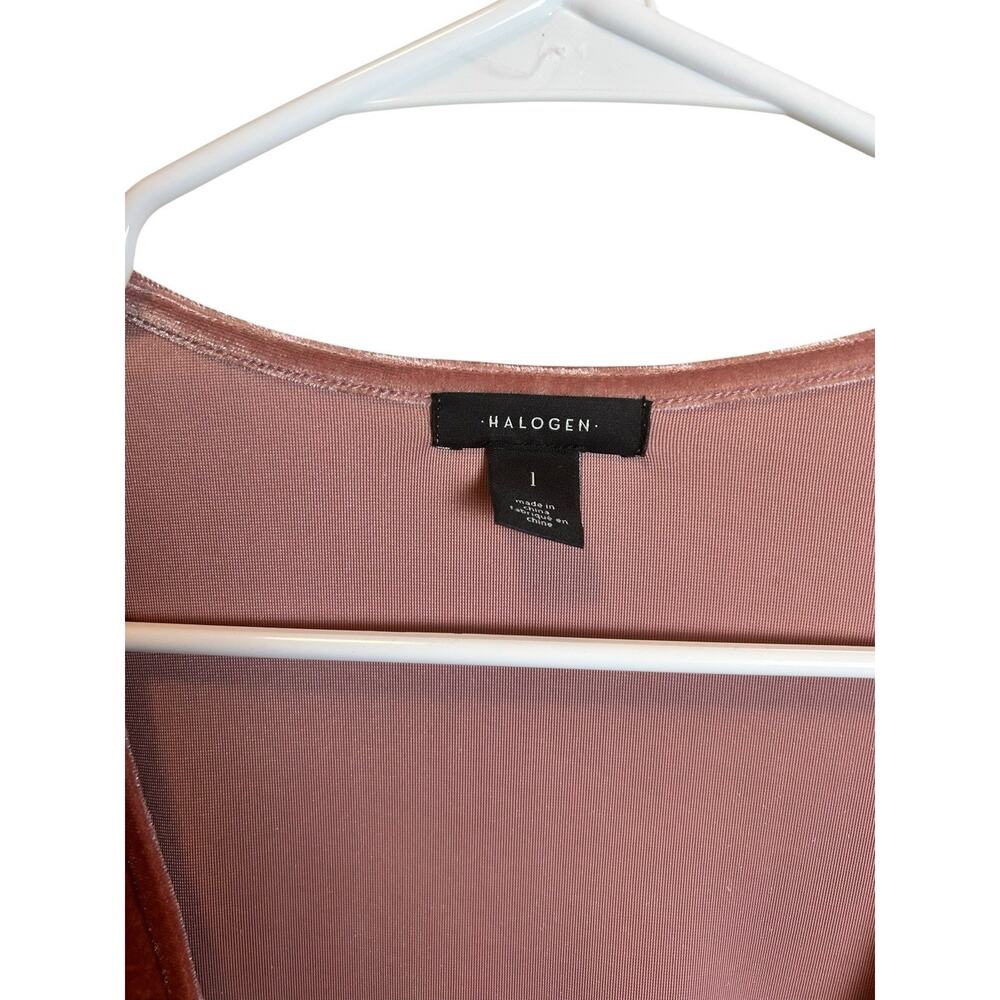 NWT Nordstrom Halogen Blush Pink Velvet Faux Wrap Blouse Size Large - Picture 2 of 5